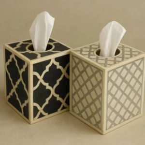 Boîte à mouchoirs en bois avec incrustation d'os, faite à la main, décorative, luxueuse, unique, pour la maison, le bureau, la chambre, la table, article cadeau - Product Image 1