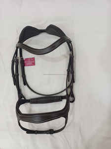 Brida de caballo con logotipo personalizado de excelente calidad, equipo de equitación de cuero ecuestre, banda acolchada para cejas elevadas, costuras elegantes para cazador - Product Image 2