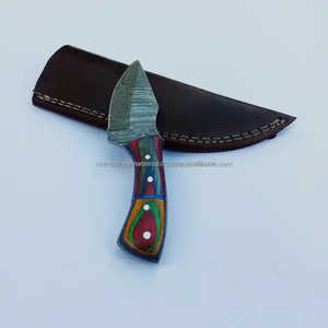 Cuchillo de Caza EDC Pequeño, Acero de Damasco, Mango de Madera Pakka, Hoja Fija para Supervivencia y Camping, Funda de Cuero de Cambio Rápido, 3 Años de Garantía - Product Image 5