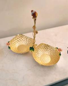 Plateau de service rond en laiton multifonctionnel pour la maison, le temple et la décoration festive - Product Image 5