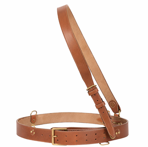 Ceinture en cuir marron de qualité supérieure, bandoulière réglable, accessoire de style formel pour événements et fonctions - Product Image 1