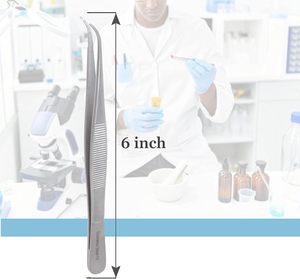 Pinzas de Laboratorio de Alta Precisión de 6 Pulgadas (15.2 cm) |   Pinzas Curvas de Punta Fina y Resistente de Primera Calidad |   Herramienta antimagnética de acero inoxidable para laboratorio - Product Image 2