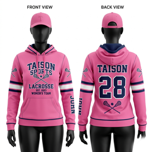 Sudadera con capucha de lacrosse para mujer, 320 GSM, tela suave de poliéster y spandex, color morado, atlética, premium, 320 GSM, forro polar de algodón y poliéster. - Product Image 5