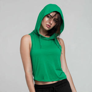 Sudadera sin mangas para mujer al por mayor, top deportivo de otoño para gimnasio, 100% algodón transpirable con logo frontal - Product Image 6