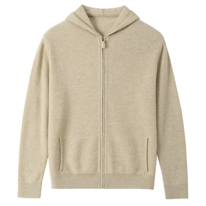 Men's Hooded Zip-Up Knitted <b>Sweatshirt</b> Solid Color Casual Hoodie Regular Fit Autumn Wear - Product Image 3