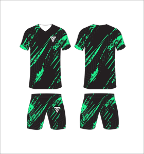 Custom Sublimated <b>Blue</b> Geometric Soccer Jersey Set V-Neck Short Sleeve Moisture Wicking Polyester Adult All Seasons Sportswear - Product Image 3