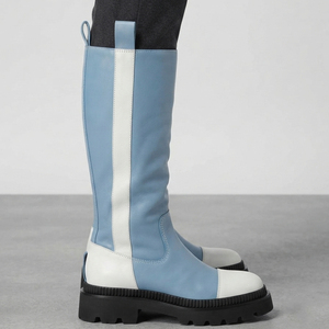 Botas Largas de Cuero para Hombre, Calzado de Oficina, Botas de Cuero hasta la Rodilla para Deportes al Aire Libre, Botas Largas de Cuero con Cierre Lateral para Hombre - Product Image 2