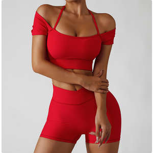 Ensemble de yoga sans couture personnalisé 5 pièces, séchage rapide, tenue de course ajustée, anti-choc, taille haute, ensemble de sport pour femme, vêtements de fitness et de gym en extérieur - Product Image 5