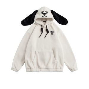 OEM Manufacturer Wholesale Winter Custom Logo Dog <b>Ear</b> Men Hoodie Embroidery Unisex Casual Thick Fluffy Fleece Sherpa Hoodie - Product Image 2