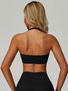 Women Halter Neck Sports <b>Bra</b> Backless Square Neck Yoga Crop Top <b>Open</b> Back Padded Workout Gym Tank Activewear Blanks - Product Image 4