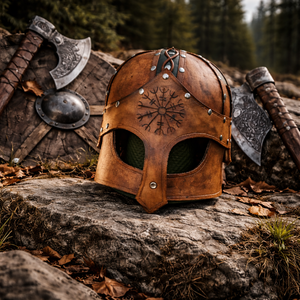 Medieval Viking Leather Liner Helmet Industrial/DIY Grade <b>Silver</b> Durable Leather Wearable Helmet Costume for Outdoor Use - Product Image 4