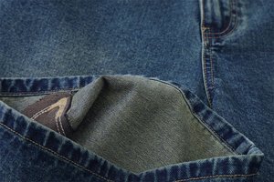 Short en jean droit taille mi-haute déchiré avec poches étoiles et patchwork, style décontracté d'été, 100% coton - Product Image 4