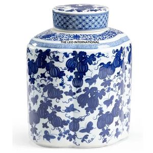 Pot à gingembre décoratif haut de gamme en porcelaine bleue et blanche peinte à la main, arrangement floral artificiel - Product Image 6
