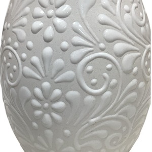 <b>Ceramic</b> Tabletop <b>Vase</b> Matte White with Brown Rim Traditional Floral Design 8-16 Inches Exquisite Durable Decor - Product Image 5