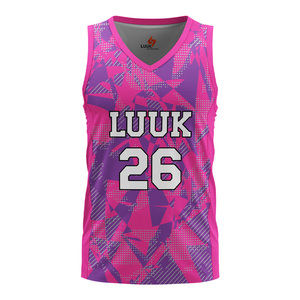 Custom Sublimated Basketball Jersey V Neck Sleeveless Geometric Print Moisture Wicking <b>Athletic</b> Wear Adult Unisex Shirts - Product Image 1