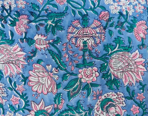 Blue Floral Hand Block Printed Cotton <b>Fabric</b> Indian Sanganeri <b>Fabric</b> by Yard Dress Material Wholesale Jaipur - Product Image 3