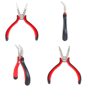 Pince à extensions de cheveux noire et rouge de précision, conception avancée à 3 trous pour extensions de cheveux à anneaux micro-nano, approuvée par les salons - Product Image 2