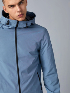 Ensemble survêtement coupe-vent bleu personnalisé 2 pièces (veste et pantalon) couleur unie pour homme - Product Image 6