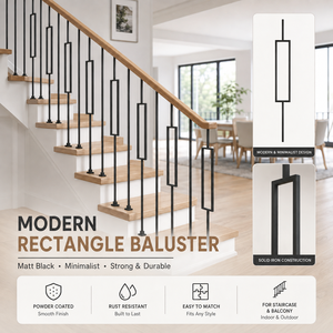 Balustrade d'escalier moderne en fer avec finition noire mate lisse pour escalier de villa et garde-corps de balcon, service personnalisé - Product Image 1