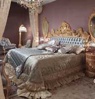 Viktorianisches Kingsize-Bettset mit Gepolstertem Faserkopfteil Antiker Holzrahmen Schlafzimmermöbel Royal Collection Schlafzimmer-Set