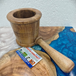 Mortier et pilon en bois, dernier design, pour herbes et épices, outil de cuisine, presse-ail, personnalisé, écologique, ensemble de cuisine moderne - Product Image 6