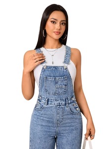 Salopette en jean décontractée pour femme, coupe ample, douce et confortable, bretelles réglables, tenue streetwear quotidienne - Product Image 6