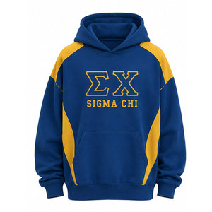 Sweat à capuche bleu et or pour homme Sigma Chi, manches raglan, poche en polaire, coupe classique, décontracté, pour l'automne - Product Image 2