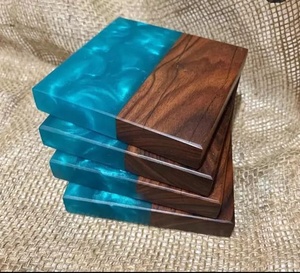Luxury Design Resin Wooden Metal Inlay Designer Tea Cup <b>Mats</b> Pads At Wholesale Price High Standard Dinnerware Drink Coaster - Product Image 4