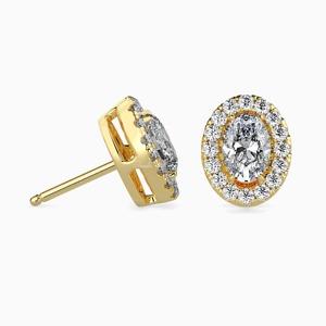 6 TCW <b>Emerald</b> Round Pear Mixed Cut Halo Solitaire Stud <b>Earrings</b> 18K Gold Plated Moissanite-Wedding & Anniversary Gift for Women - Product Image 1