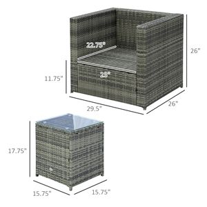 <b>Black</b> PE Rattan Wicker Patio Bistro Set Outdoor Washable Cushion Coffee <b>Table</b> with Conversation <b>Sofa</b> for Hospitals and Gyms - Product Image 3