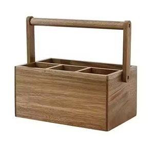 Wooden Cutlery Holder Rectangular Multifunctional <b>Storage</b> <b>Rack</b> With Napkin Slot For <b>Kitchen</b> Tableware Organization Modern Design - Product Image 2
