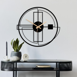 Horloge murale moderne en métal, design géométrique circulaire, horloge contemporaine abstraite, décoration de luxe pour l'intérieur de la maison - Product Image 1