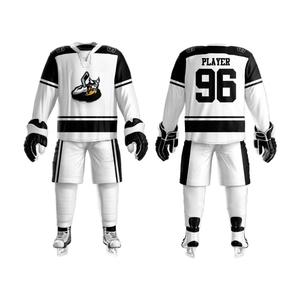 Maillots de hockey sur glace de qualité supérieure avec manches flexibles, col en V profond, extensibles dans les quatre sens, en maille poly rouge foncé et noir - Product Image 2