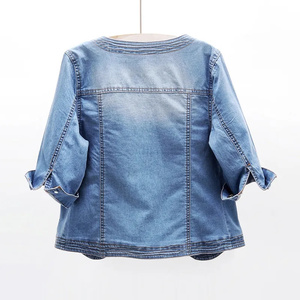 Veste en jean pour femme style chinois, collection Printemps 2026, coupe classique, décontractée, rétro, vintage, délavée, respirante, tissée, vêtement d'extérieur - Product Image 3