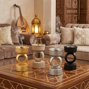 Quemador de incienso de metal con diseño geométrico de lujo, moderno y acanalado, para Oud y Bakhoor, ideal para decoración del hogar en el Golfo, meditación y como regalo para Ramadán. - Product Image 2