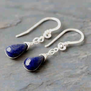 Pendientes ovalados de estilo bohemio de Plata de Ley 925 chapados en oro de 14 quilates y oro de 18 quilates con lapislázuli, joyería de gota a la moda - Product Image 5