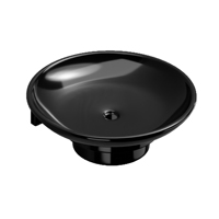 Lavabo vasque rond moderne en mélamine noir brillant, à poser sur table, pour salle de bain, avec accessoires de salle de bain, design élégant, pour usage commercial et restaurant