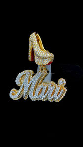 Colgante de diamante de moissanita de Plata de Ley 925 VVS chapado en oro y plata de dos tonos nombre personalizado colgante de cadena de joyería de Hip Hop helado - Product Image 2