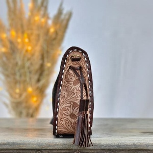 Handmade Genuine Leather Cow Hide Fur Waterproof Women's Crossbody <b>Bag</b> Turquoise Animal Prints Embossed Bohemian Style <b>ZIP</b> - Product Image 3