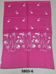 100% <b>Wool</b> Women's Long <b>Scarf</b> with Floral Pattern and Fine Embroidery Quick Dry & Lightweight - Product Image 6