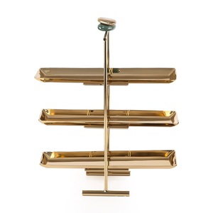 Support à gâteau en métal personnalisable, plateau de présentation de desserts de luxe doré pour réception de mariage, fête d'anniversaire et événements de restauration - Product Image 1