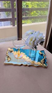 Best Selling Modern Handmade Resin <b>Tray</b> Home Decor Organizer for <b>Vanity</b> Desk Tabletop Available at Excellent Price - Product Image 2