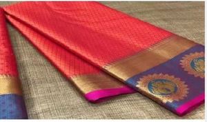 Sari en soie pour femme, moderne et haut de gamme, pour mariage indien d'été, avec bordure motif temple, séchage rapide, couleur personnalisable, prix bas, exportateur - Product Image 2