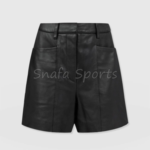 Shorts de sport pour femmes de haute qualité avec logo personnalisé, vente en gros, avec poches, 100% cuir, shorts pour femmes - Product Image 5