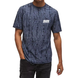 T-shirt ample imprimé couleur unie respirant écologique séchage rapide 100 % coton effet vieilli pour homme – Collection été – Vente en gros - Product Image 6