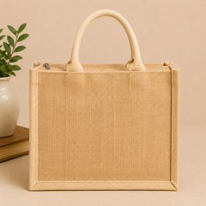 Sac fourre-tout en jute naturel imprimé sur mesure avec poche intérieure zippée, écologique, réutilisable, sac cadeau, 35x30x15cm - Product Image 5