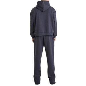 Men's <b>Black</b> Cotton Tracksuit Crew Neck Sweatshirt <b>Joggers</b> Full Length Loose Fit Solid Color Casual Autumn Wear - Product Image 3