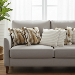 SOGA Lot de 6 housses de coussin décoratives de luxe en fausse fourrure de 45 cm, 3 housses élégantes blanches et texturées de couleurs mélangées pour canapé et chambre - Product Image 3