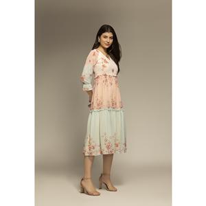 Sustainable Design Multicolor Floral Printed Flared <b>Dress</b> Comfortable Loose Fit Wear Casual Women <b>Dresses</b> at Wholesale Supply - Product Image 1