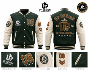 เสื้อแจ็คเก็ตเบสบอลแบบ Varsity Letterman สำหรับผู้ชาย ทำจากผ้าขนสัตว์ แต่งแขนเสื้อแบบตัดกัน ปักลายหนัง PU บุด้วยโพลีเอสเตอร์ รับผลิตแบบ OEM ODM - Product Image 4
